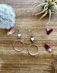 Bahama shell pink heart with turquoise on mini hoop