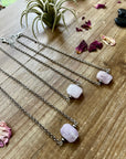 Kunzite stone choker with Sterling Silver Pearls