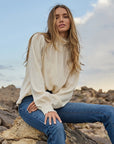 Pearl Mock Neck Velvet Ribbed Top