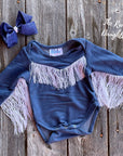 Shea Baby Blue Longsleeve Fringe Onesie