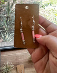 Pink shell dangle earrings - summer small earrings
