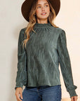 Sage Mock Neck Velvet Ribbed Top