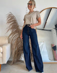 The Loretta Trouser Jean in Dark Wash