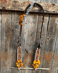 Whip Stitch One Ear Headstall / Bridle - Yellow Roses & European Conchos