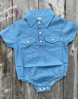 Shea Baby Short Sleeve Light Denim Onesie