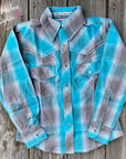 Turquoise Plaid Girls Western Shirt