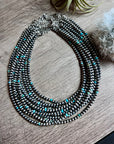 4 mm Sterling Silver Pearls and turquoise choker