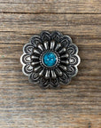 Antique Silver Turquoise Concho 1" W203S