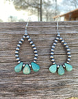 Teardrop turquoise and Sterling Silvers Pearls earrings