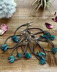 Long teardrop earrings Sterling silver pearls and teardrop turquoise