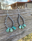 Teardrop turquoise and Sterling Silvers Pearls earrings