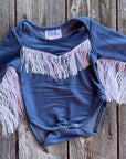 Shea Baby Blue Longsleeve Fringe Onesie