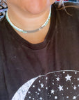 3 mm Sterling Silver Pearls choker on white 3mm magnesite