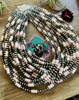 18 Inch 5 mm Sterling silver pearls necklace with pink conch rondelle