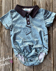 Shea Baby Desert Blue Polo Onesie