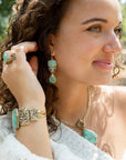 Imara Blue Turquoise and Golden Statement Earrings