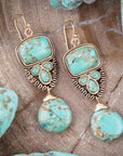 Imara Blue Turquoise and Golden Statement Earrings
