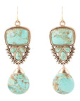 Imara Blue Turquoise and Golden Statement Earrings