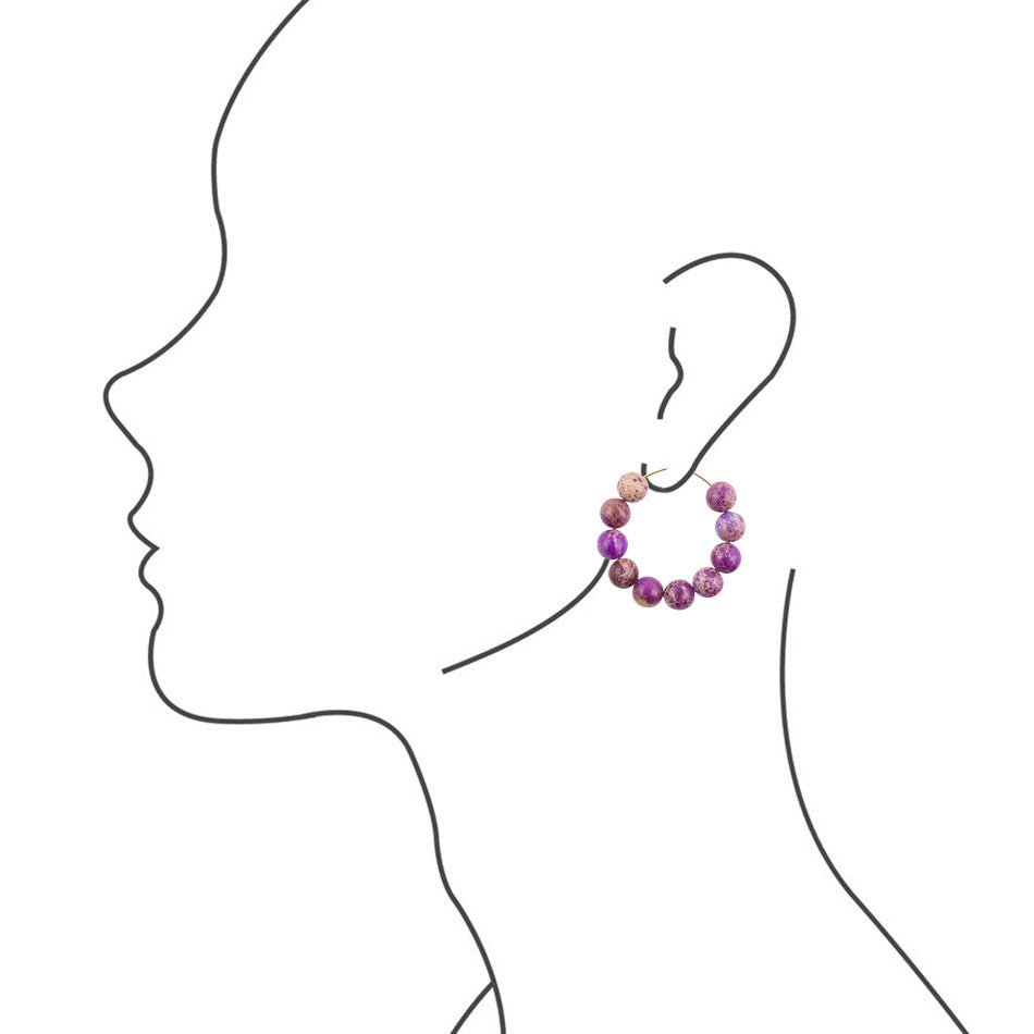 Impression Jasper Stone Slide Hoop Earrings