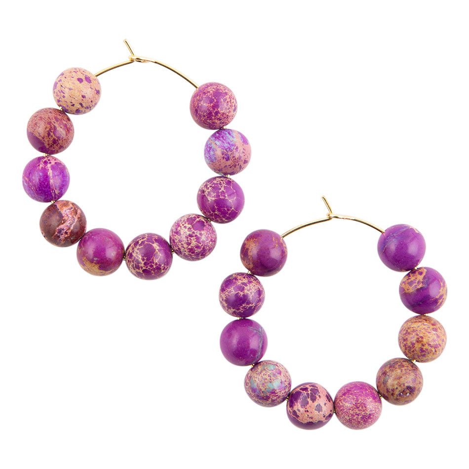 Impression Jasper Stone Slide Hoop Earrings