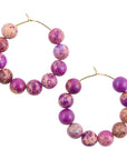 Impression Jasper Stone Slide Hoop Earrings