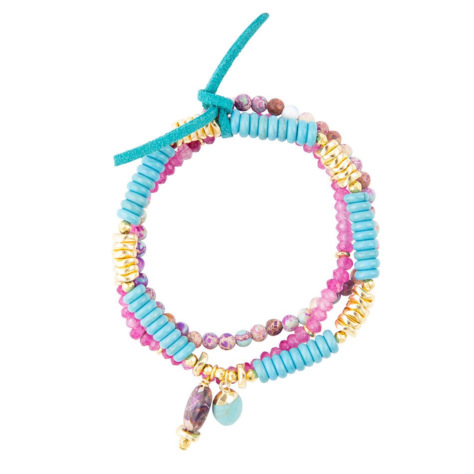 In Bloom Turquoise and Jade Stack Bracelet