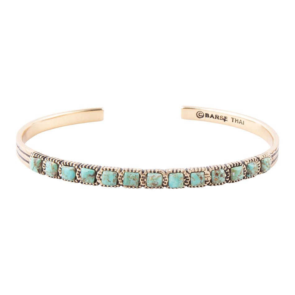 In Line Blue Turquoise Golden Cuff Bracelet