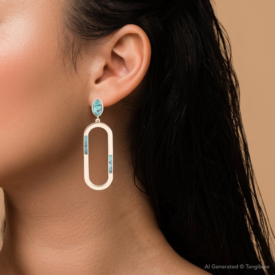 In the Loop Blue Chrysocolla Golden Earrings