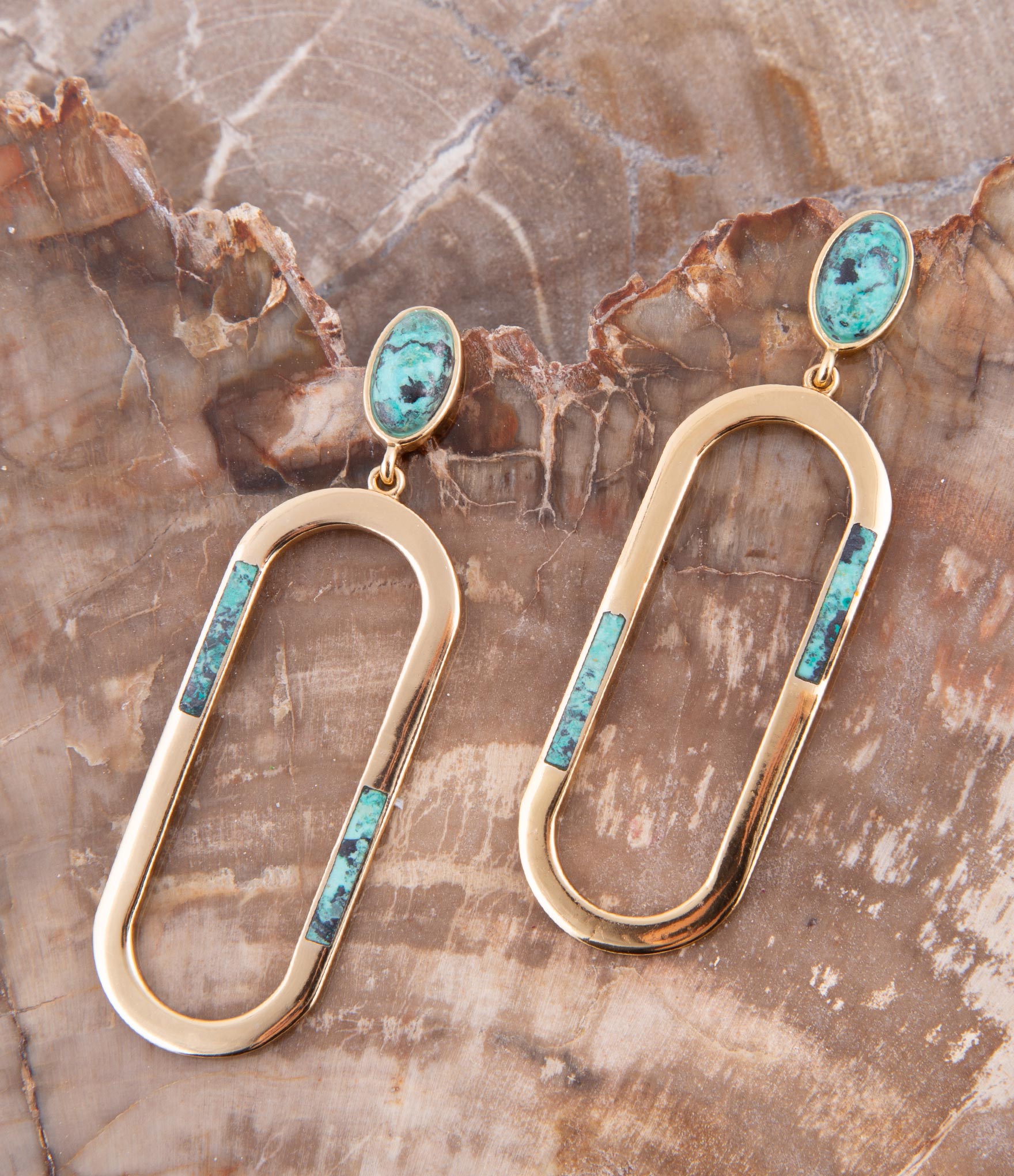In the Loop Blue Chrysocolla Golden Earrings