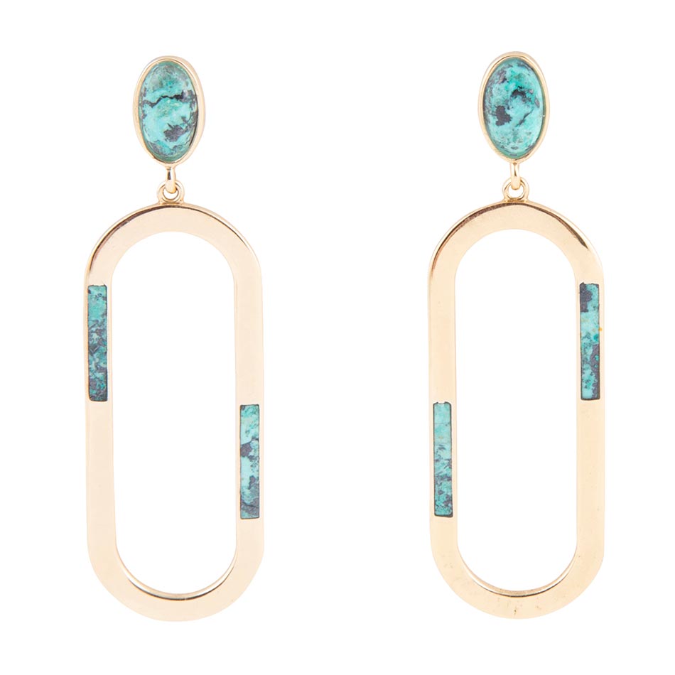 In the Loop Blue Chrysocolla Golden Earrings
