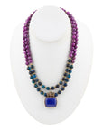 Indigo Blue Agate Pendant Statemen Golden Necklace