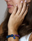 Indigo Blue Agate Purple Charm Golden Bracelet