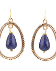Inline Blue Lapis Drop Golden Earrings
