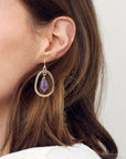 Inline Purple Jade Drop Golden Earrings