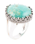 Intricate Green Turquoise and Sterling Silver Ring
