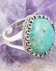Intricate Green Turquoise and Sterling Silver Ring