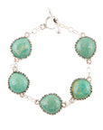 Intricate Green Turquoise and Sterling Silver Toggle Bracelet