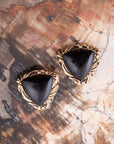 Jacquard Black Onyx Golden Earrings