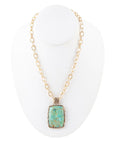Jacquard Blue Turquoise Golden Pendant Necklace