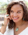 Jacquard Blue Turquoise Golden Pendant Necklace