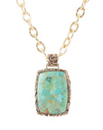 Jacquard Blue Turquoise Golden Pendant Necklace