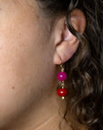 Jade Pink Fuchsia Sunset Red Golden Drop Earrings