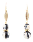 Agate Black and White Neutrals Golden Drop Earrings