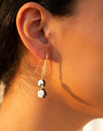 Agate Black and White Neutrals Golden Drop Earrings