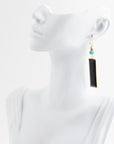 Jett Black Onyx Linear Golden Drop Earrings