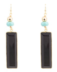 Jett Black Onyx Linear Golden Drop Earrings
