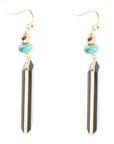 Jett Black Onyx Linear Golden Drop Earrings