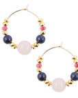Julia Sodalite and Kunzite Hoop Earrings