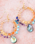 Kaleidoscope Multistone Golden Chandelier Earrings
