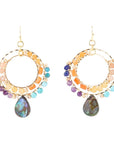 Kaleidoscope Multistone Golden Chandelier Earrings
